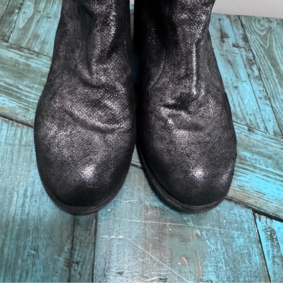 A.S.98 Black Shimmery Leather Slingback Mules Studded Heeled Shoes Size 39 - Picture 3 of 11